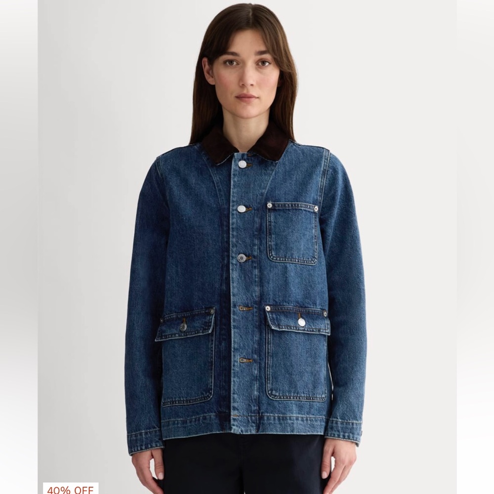 NWT Everlane The Ranch Denim/Jean Jacket with Corduroy Collar - Picture 5 of 6